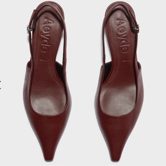 ♥️NWT AEYDE CATRINA NAPPA LEATHER SLINGBACK PUMPS IN BURGUNDY SIZE 40/US10 - Picture 6 of 15